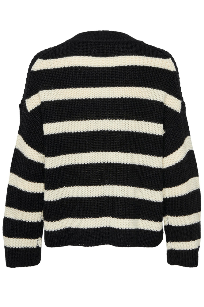 JDYJUSTY L/S STRIPE PULLOVER KNT NO 15264902 BLACK/EGGNOG